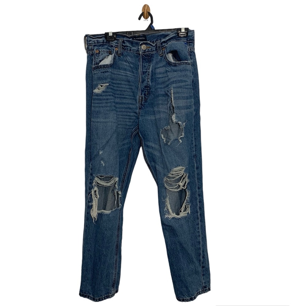 Aeropostale 90s super high rise straight legged button fly ripped jeans 12